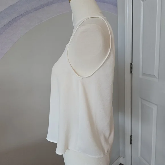 American Apparel | Small | White Crepe Open Back High Neck Sleeveless Tank - Picture 2 of 6